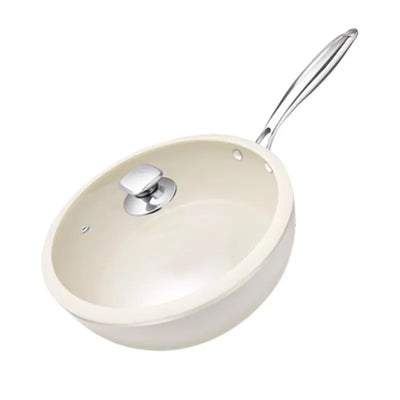 Non Stick Frying Pan, Cooking Pan, Ceramic Pan, Dishwasher Safe, Cream White