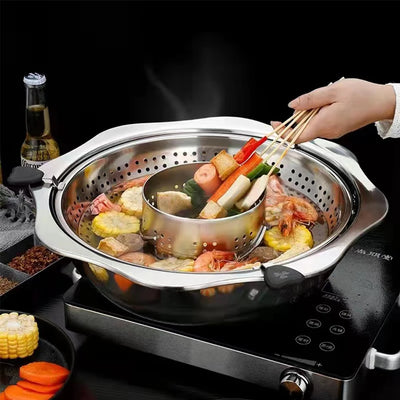 Rotating Stainless Steel Steam Barbecue BBQ Hot Pot