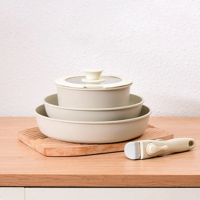 Non-stick Detachable Stone Pot Set White Household Cookware