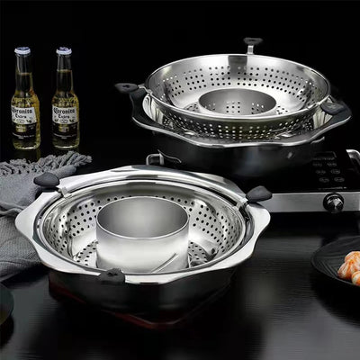 Rotating Stainless Steel Steam Barbecue BBQ Hot Pot