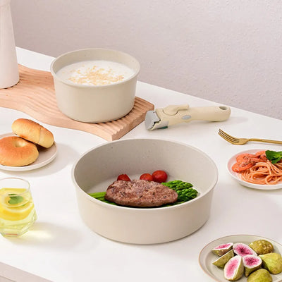 Non-stick Detachable Stone Pot Set White Household Cookware